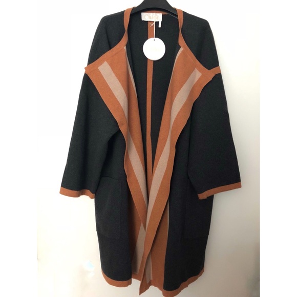 Chloe Jackets & Blazers - Chloé Oversized Cardigan Coat in Dark Chine Grey